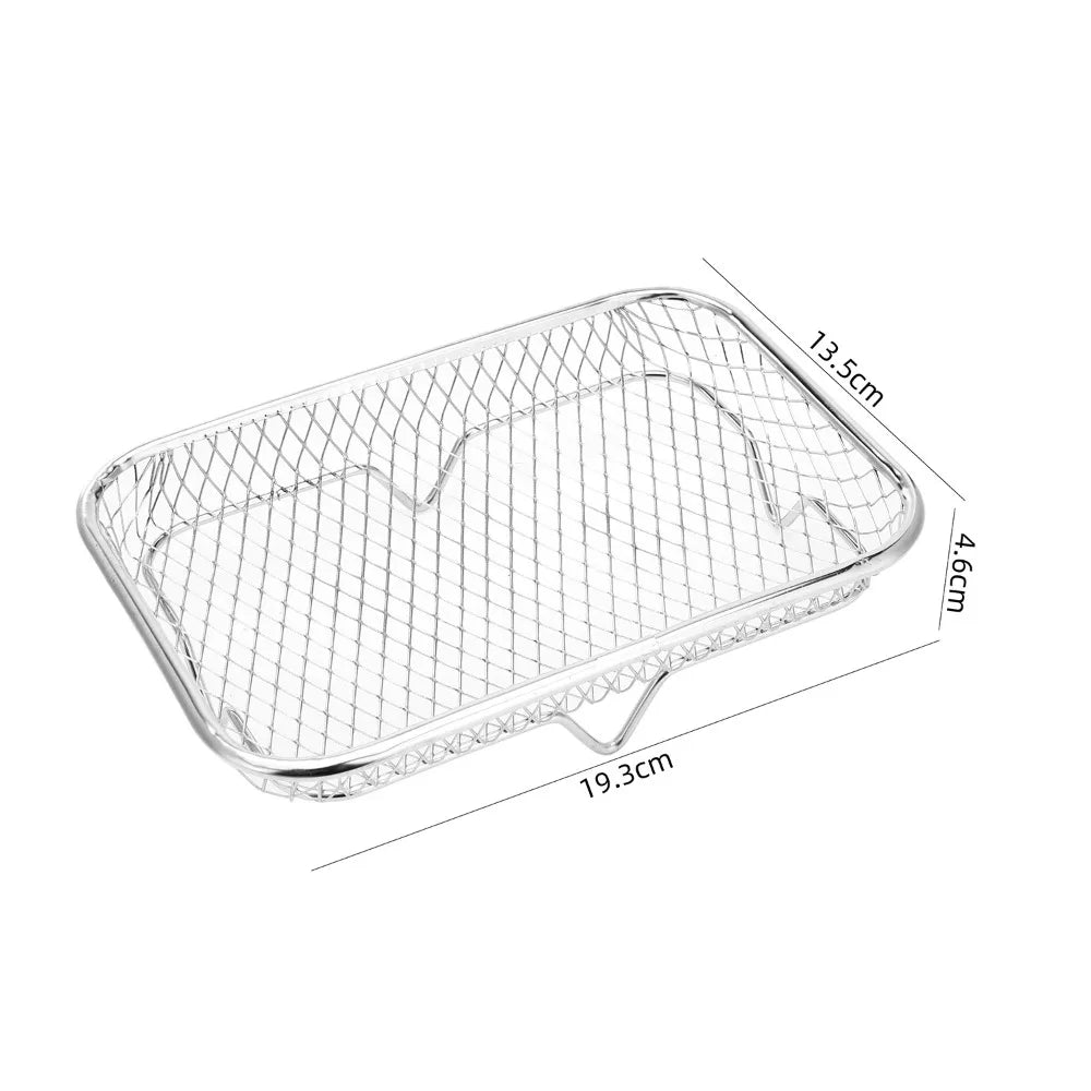 1Pc Air Fryer Rack Stackable Grilling Rack Stainless Steel Grill Basket Non-Stick Airfryer Tray Wire Rack Basket Kitchen Gadgets