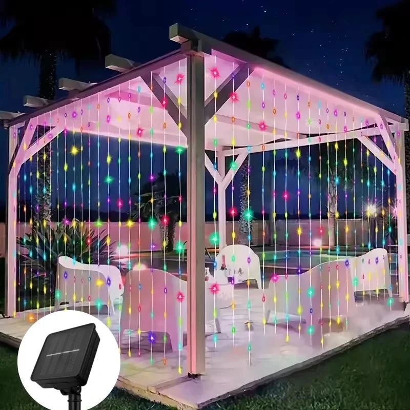 Solar LED Curtain Lights – Outdoor, 8 Modes, No Wiring | TownStyle ...