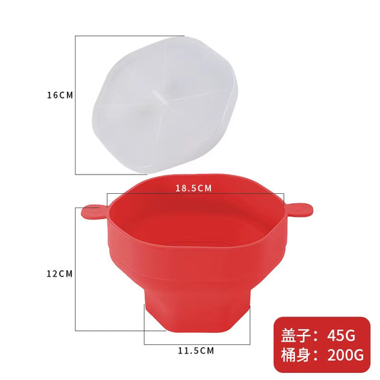 Silicone Microwave Popcorn Bowl Foldable Popcorn Maker Bucket Bowl with Lid Folding Large Capacity Popcorn Kitchen Baking Tools