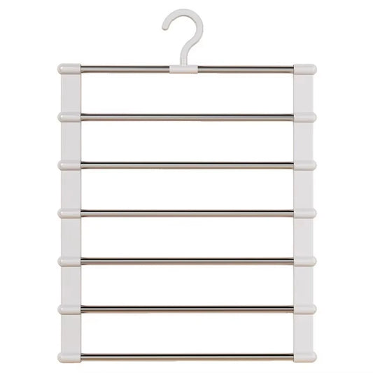 7 Layers Stainless Steel Pants Hanger Space Saving Closet Organizer Trousers Rack Non-Slip Wardrobe Storage Clothes Rack